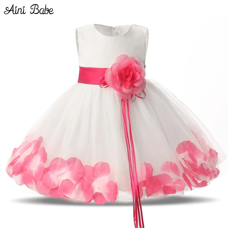 Aini Babe Flowers Baby Dress For 1 Year Birthday Party Dress Girl