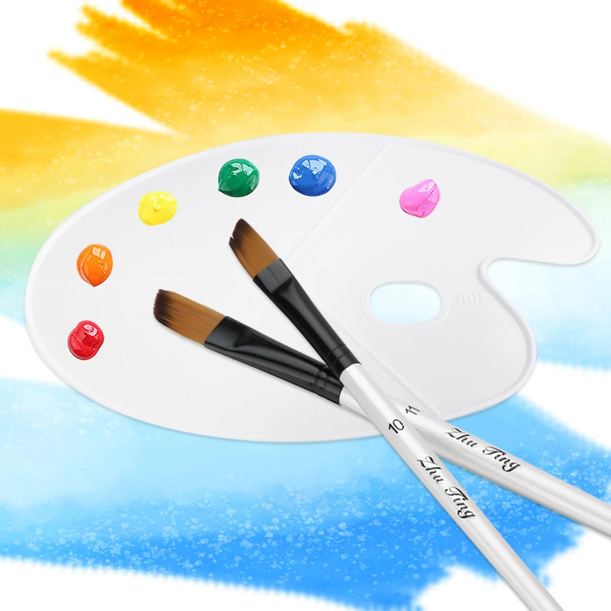 12PCS Artist Paint Brushes Set Acrylic Oil Watercolor Painting Oblate/Oblique Nylon Hair Brush Wood Handle School Art Supplies