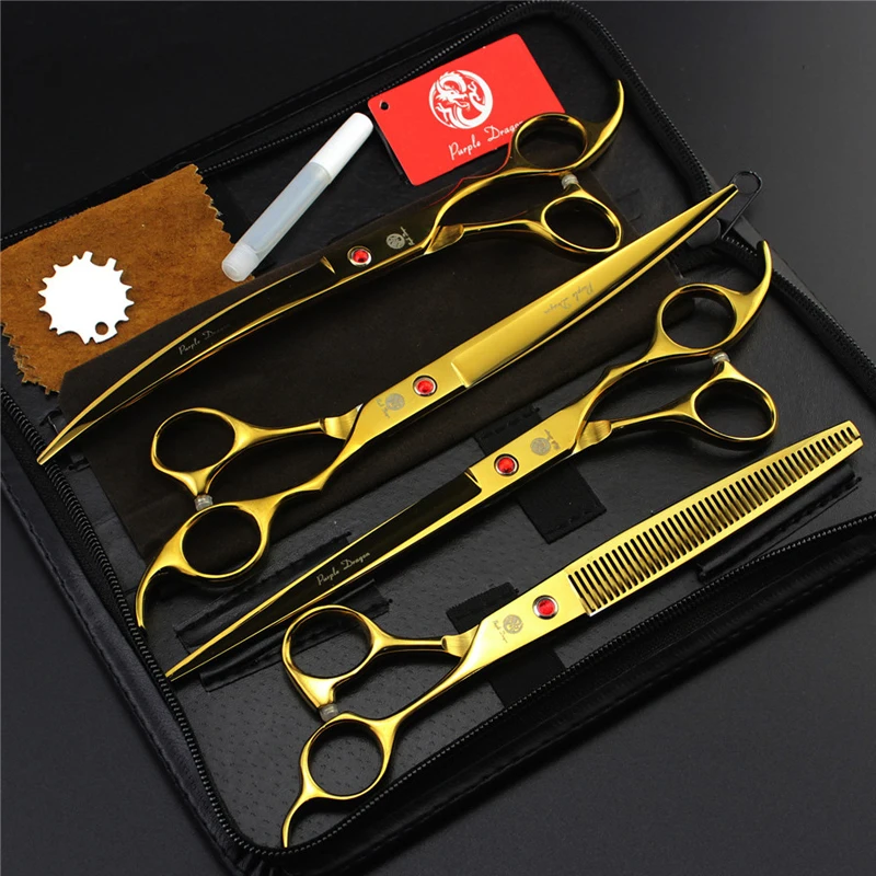 

Portabble And Durable Professional Pet Scissors Kit Sharp Edge Dog Cat 4pcs Grooming Scissors Set With Storage Bag 8inch 7 inch