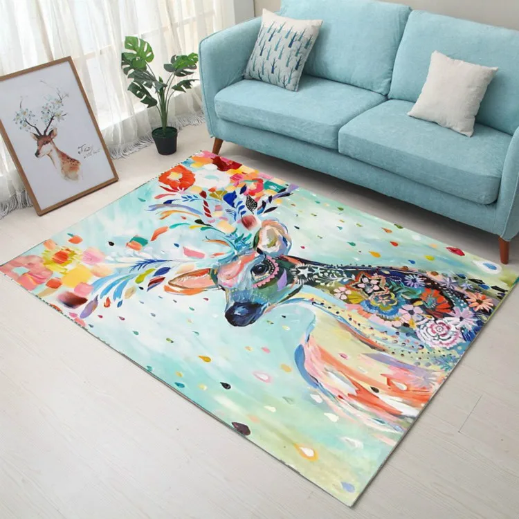 Супер мягкий фланелевый абстрактный дренажный коврик с изображением лося для гостиной детский ползающий коврик толстый игровой коврик tapis нескользящий ковер одеяло 100*160 см - Цвет: 1