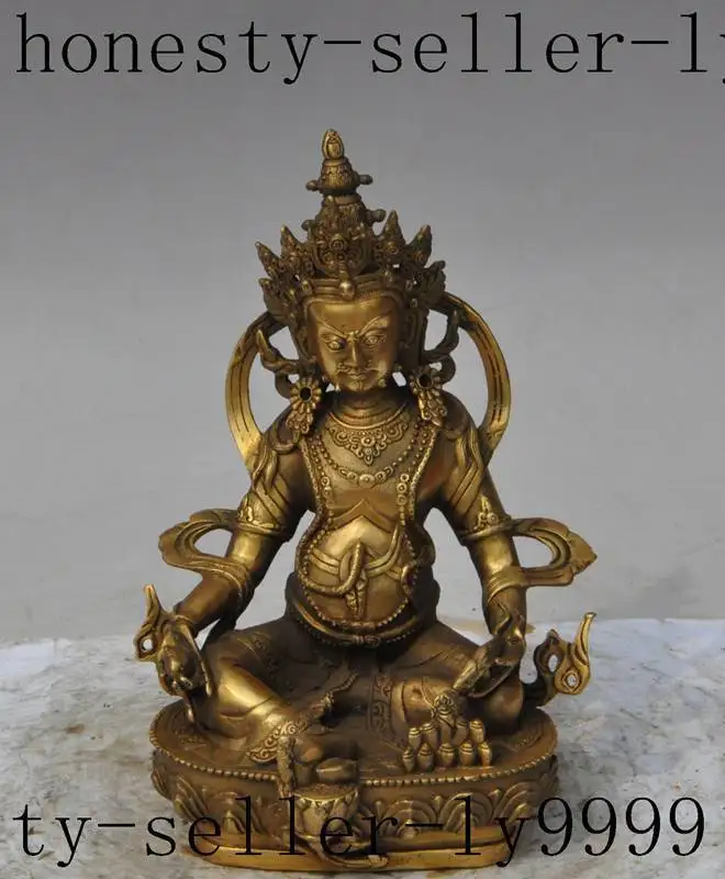 

Crafts statue chinese tibet buddhism brass snake Yellow Jambhala buddha god immortals statue halloween