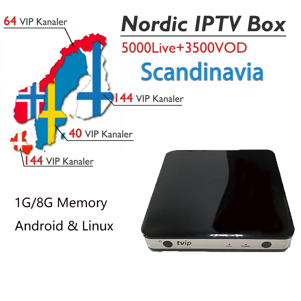 

Tvip 605+The Best Scandinavia Iptv Dual OS Android&Linux Amlogic S905X 2.0Ghz 2.4G/5G WiFi 4K 1080 Nordic Sweden Norway Iptv Box