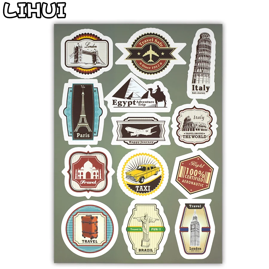 

1 PCS Retro Travel Matte Sticker Postmark Tickets Graffiti Waterproof Cool Decal Sticker to DIY Luggage Laptop Skateboard Guitar