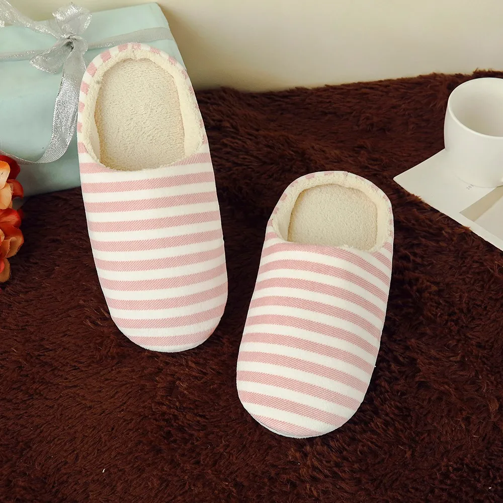 Sleeper#501 NEW Women Men Warm Striped Slipper Indoors Anti-slip Winter House Shoes casual home ladies hot Free Shipping