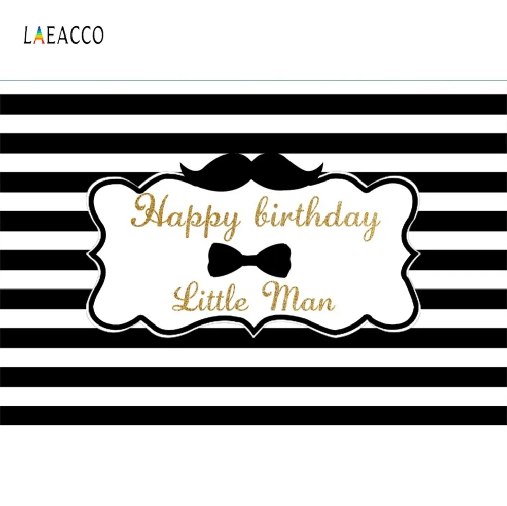 

Happy Birthday Little Man Beard Black White Stripes Party Baby Portrait Photo Backdrops Photography Backgrounds For Photo Studio