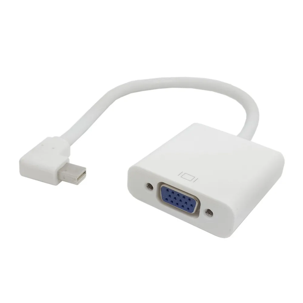 

90 degree Left & Right Angled Mini DisplayPort DP to VGA or HDMI or DVI Female Cable Adapter White Color 20cm for Macbook