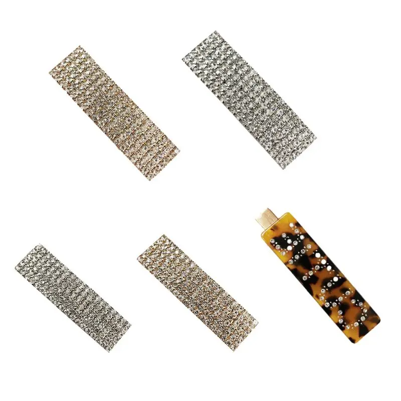 Fashion Luxury Crystal Rhinestones Hair Clips Leopard Acrylic Hairpin Hair Accessories for Women Letters Hairgrip Headwear Rated