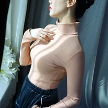 95% хлопок высокое качество Корейская Толстая теплая зимняя футболка для женщин водолазка плюс размер 3XL с длинным рукавом женская футболка