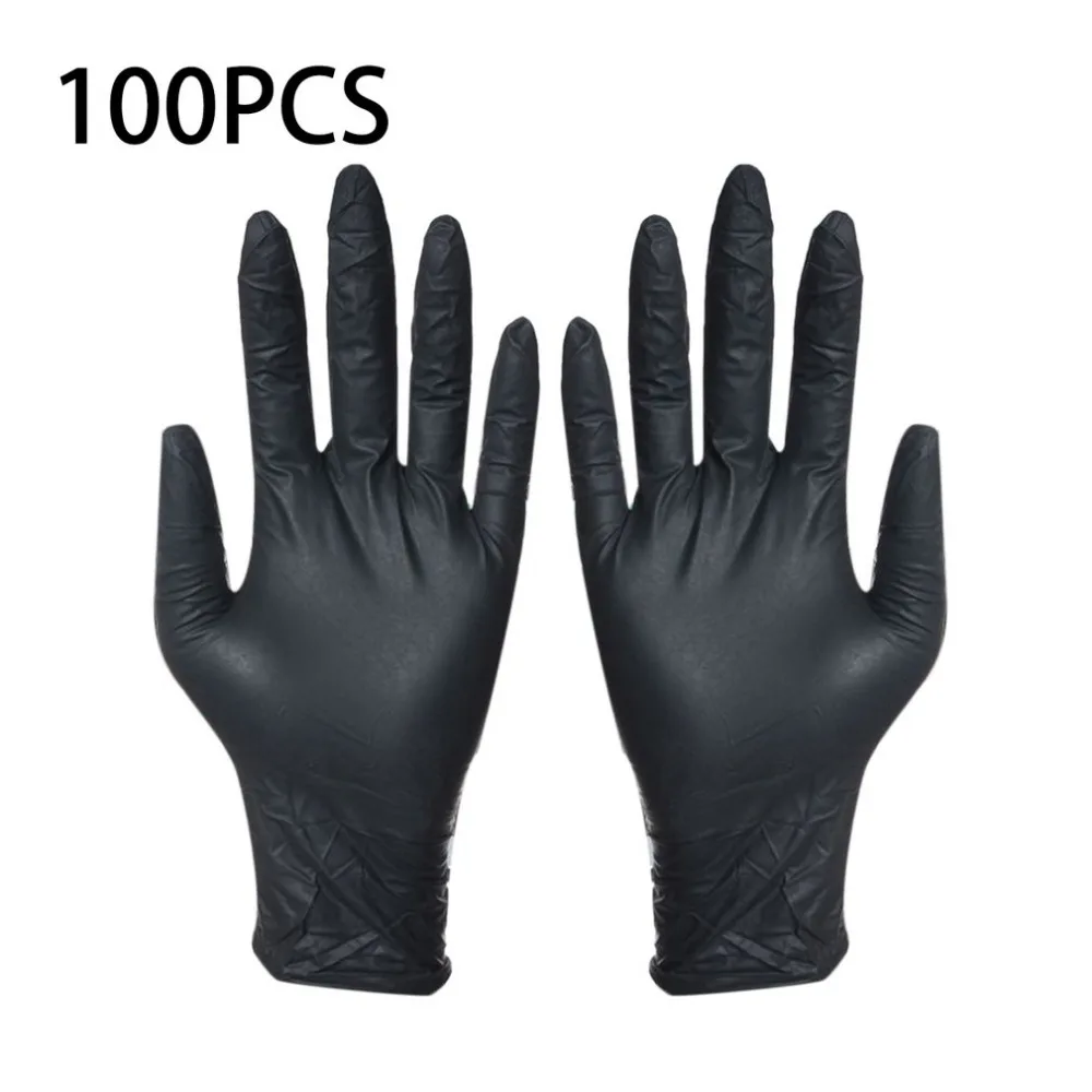 En Ligne 100 pcs Jetable Noir Gants Ménage De Nettoyage À Laver Gants Nitrile Laboratoire Nail Art De Tatouage Médical Anti Statique Gants