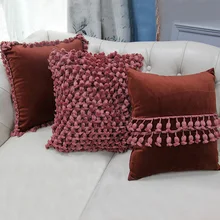 Роскошные Hairball подушка с кисточками наволочка бросок Декоративные подушки Чехлы Cojines Decorativos Para диван