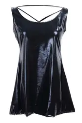 Модные женские туфли сексуальное платье кружева Искусственная кожа сзади бинты выдалбливают рукавов квадратный воротник Длинная рубашка