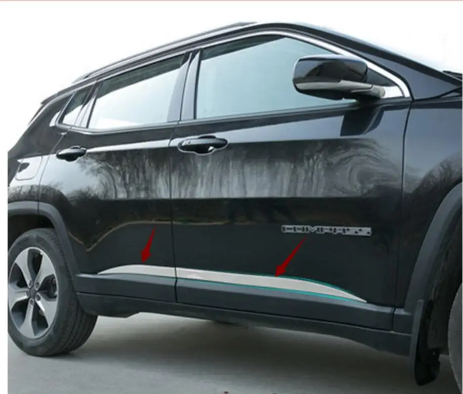 For Jeep Compass Stainless Steel Side Exterior Door Body Molding Bottom Cover Trims Decoration