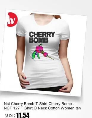 Футболка Nct Cherry Bomb NCT 127, футболка CHERRY BOMB с круглым вырезом и коротким рукавом, женская черная футболка из 100 хлопка, модная женская футболка