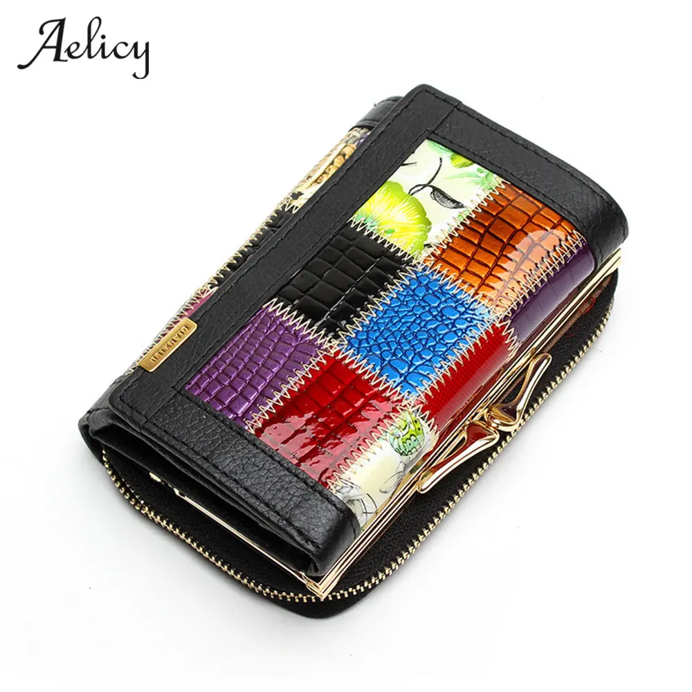 

Aelicy 2018 Women's Genuine Leather Wallets Coin Pocket Female Clutch Travel Wallet Billetera Mujer Portemonnee Carteira 0920