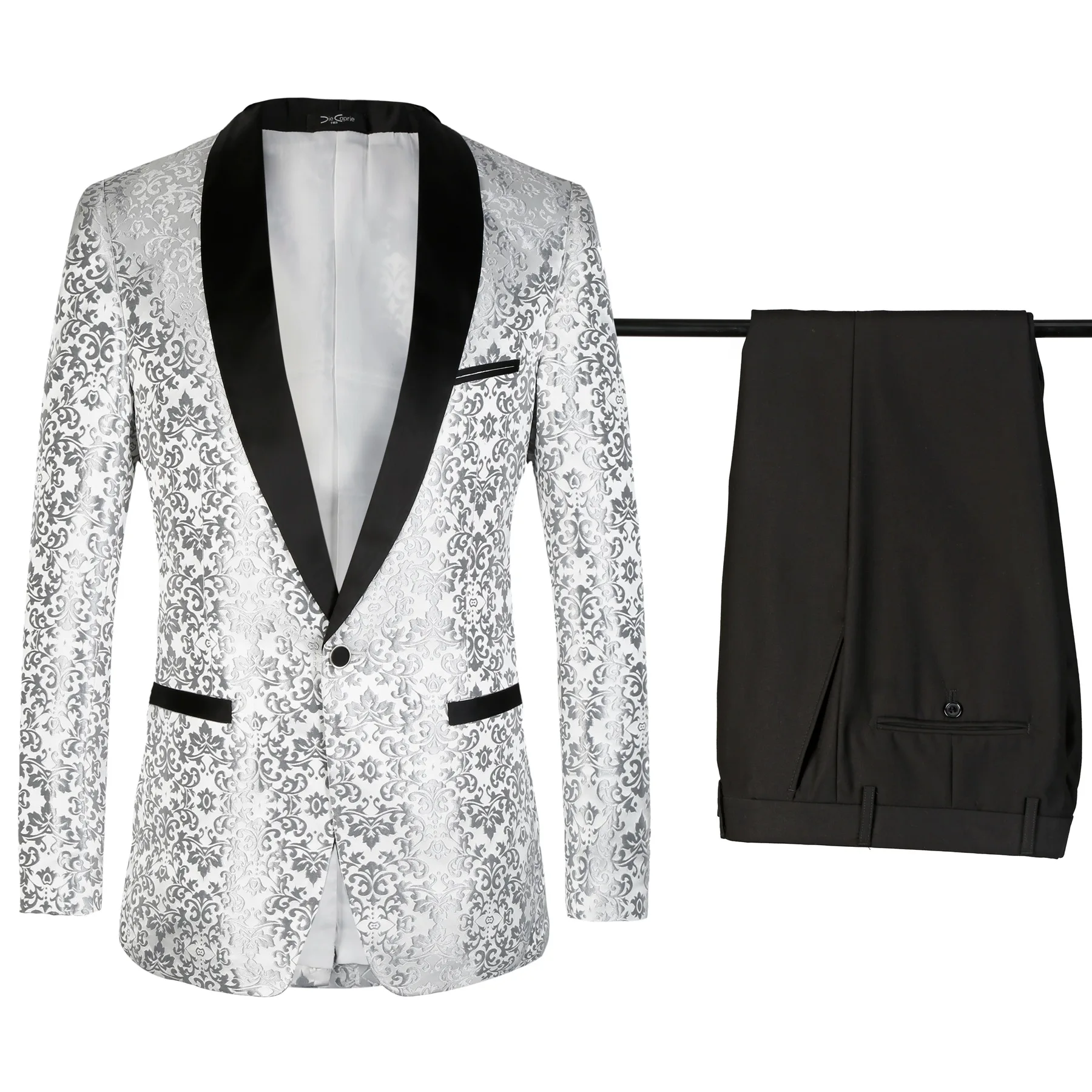 

The hot seller sells the Korean version of the European code silver Jacquard a cuckold collar men's suit suit