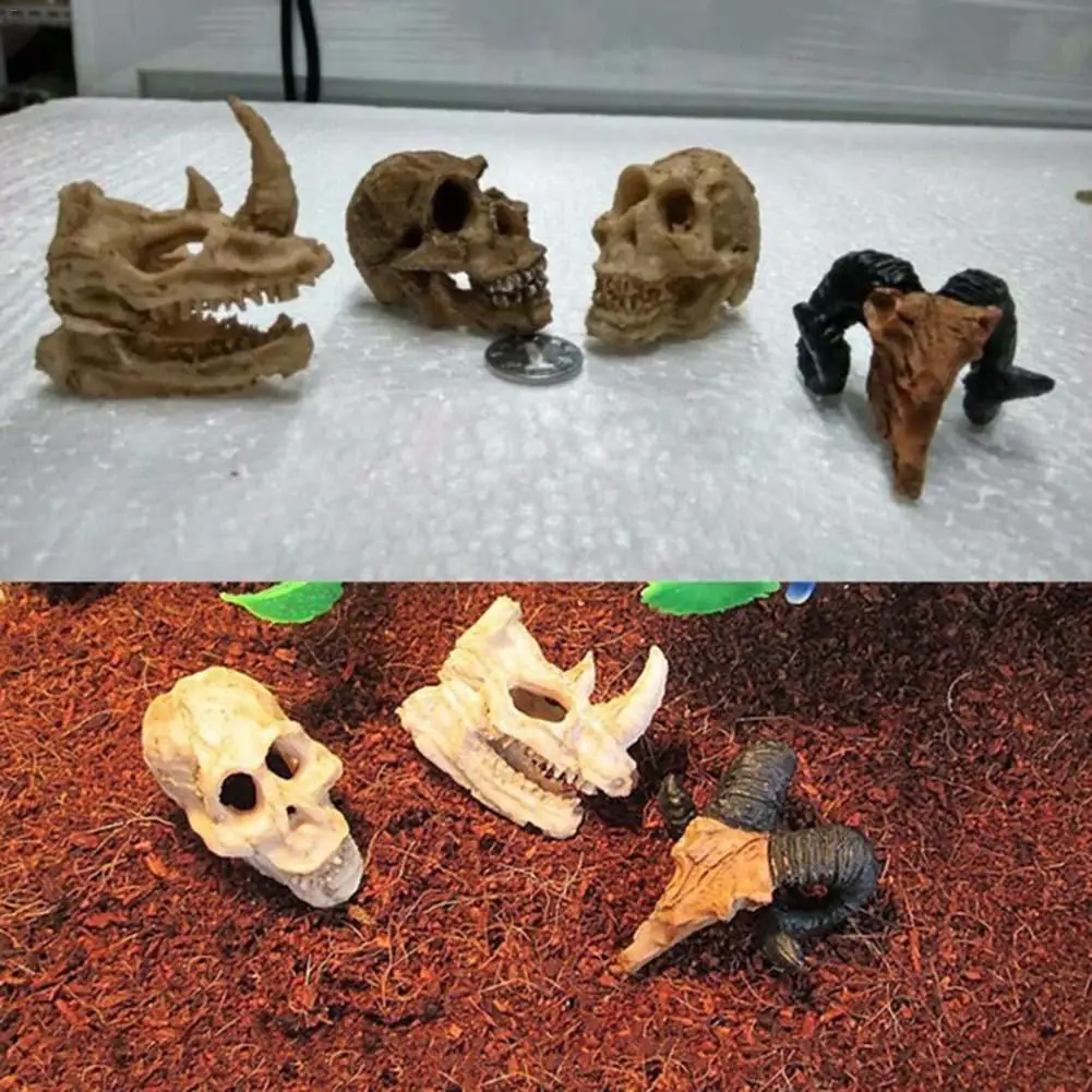 

Aquarium Simulation Statue Decoration Reptile Cave Artificial Rhino Sheep Head Resin Skull Aquarium Decorative
