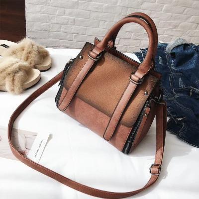 Tinkin pu кожаная женская сумка, винтажная Сумка-тоут, украшенная камнями, женская сумка на плечо, сумка-мессенджер - Цвет: brown