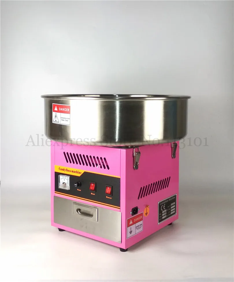 Электрический коммерческий производитель ватных конфет, машина для изготовления сказочных нитей, 52 см, чаша розового цвета, 220 В, 1030 Вт, с подарками