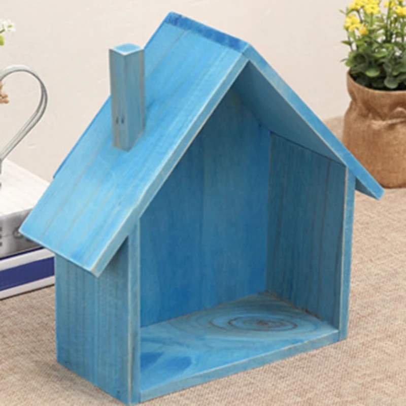 

1xStorage Floating Unit Wall Key Letter Rack Display Wooden Shelf House Shape