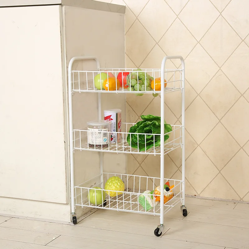 

New Creative Home Three-storey Trolley Folding Mobile Clutter Storage Fruit Kitchen Vegetable Rack Kitchen Cart