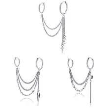 Модные корейские сережки-шпильки KPOP из нержавеющей стали с кисточкой подвеска в форме Креста для женщин и мужчин ювелирные изделия для ушей 2 шт