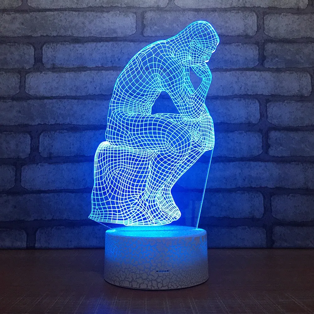 Thinker 3D LED RGB Night Light 7 Color Change Desk Light Action Figures