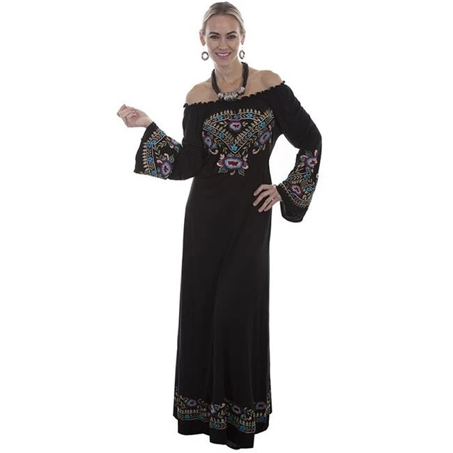 Scully HC332 BLK XXL Womens Long Embroidered Dress Black - 2XL