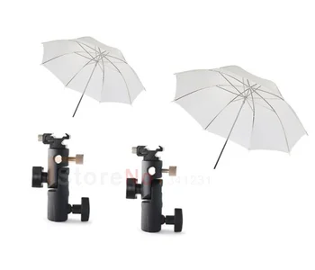 

4in1 E Flash Shoe Umbrella Holder Mount Light Stand Bracket Swivel +43" White Photographic Strobe Flash Soft Umbrella For DSLR