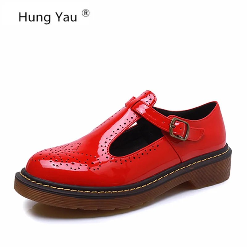 

Hung Yau Women Oxfords Brogue Flats Shoes Summer Patent Leather Round Toe Female Footwear Creepers Shoes For Women Big Size 43