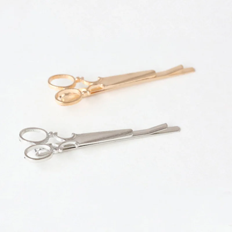 

New Fashion Scissor Shaped Barrettes Golden Silver Hairpins Shiny Elegant Hair Clips For Women Girls Hair Accessories Wholesales