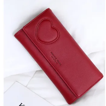 

New Women Wallet Hasp Long Clutch Female Love Shape Fashion PU Leather Cute Teenage Girl Coin Phone Purses Ladies Cards Holder