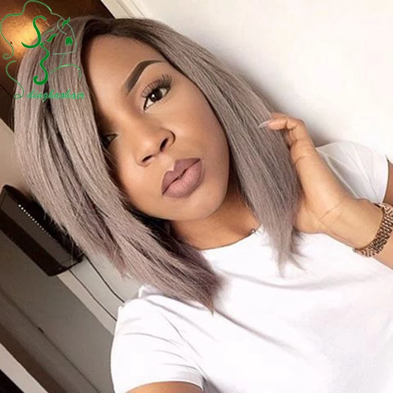 8A Dark roots grey hair ombre lace front wig/glueless full lace wigs