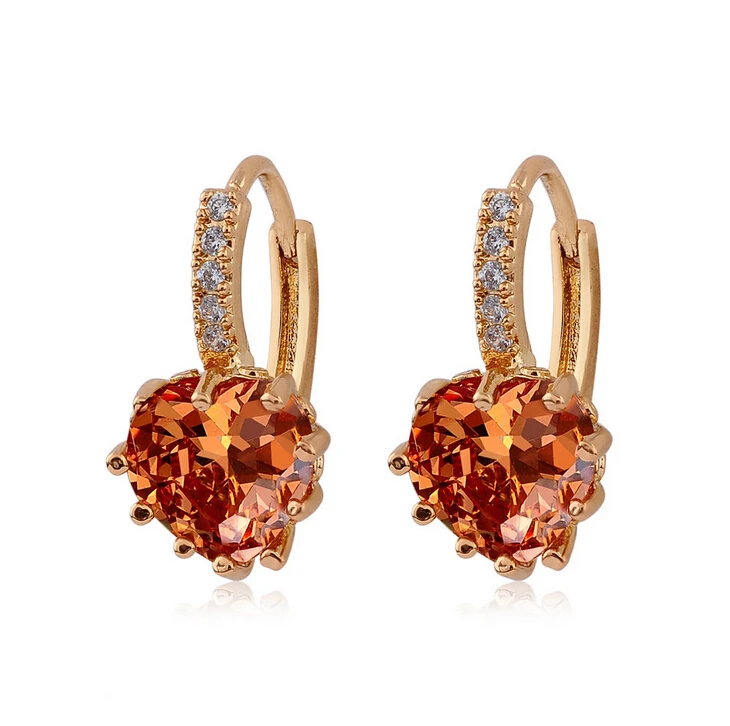 

MISANANRYNE New Design Gold Color Heart CZ Cubic Zirconia Womens hoop earrings