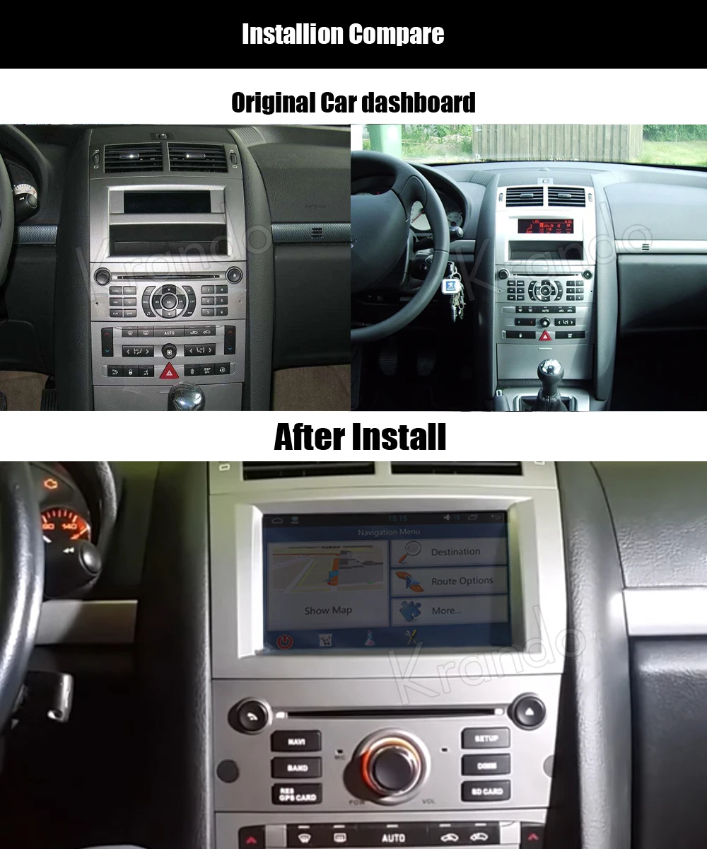 Top Krando Android 8.0 car dvd player multimedia for peugeot 407 2004-2010 radio gps navigation system WIFI 3G Playstore AC 2
