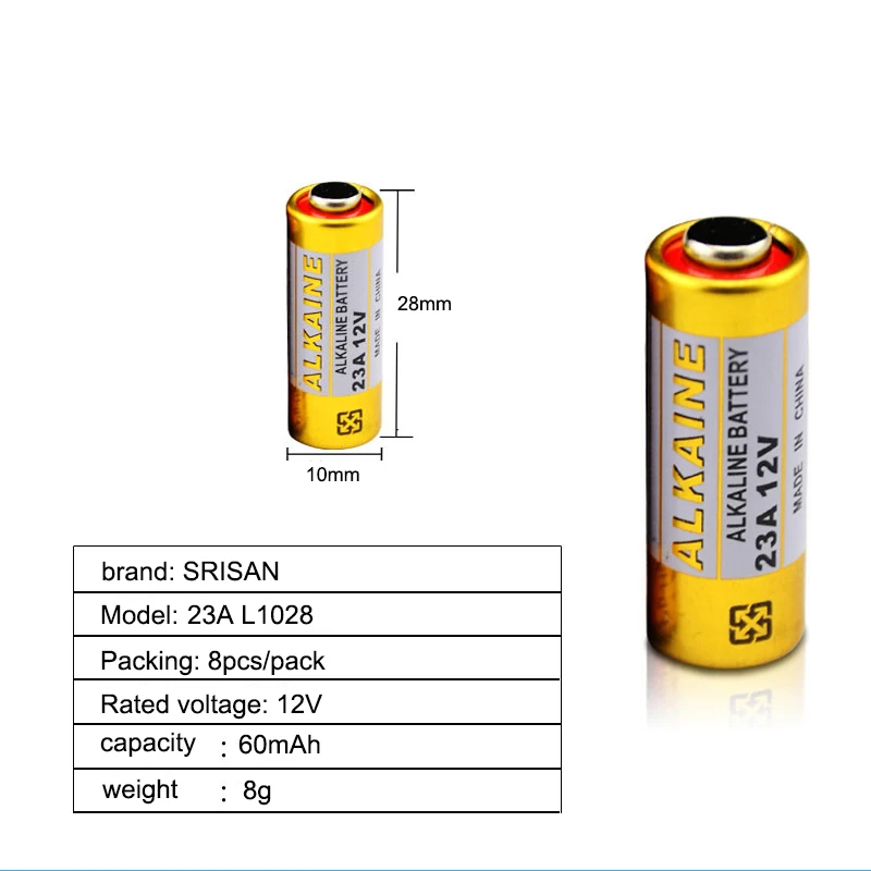 Новинка; 8 шт./лот 23A12V Батарея небольшой Батарея 23A 12V 21/23 A23 E23A MN21 MS21 V23GA L1028 Щелочная сухая Батарея