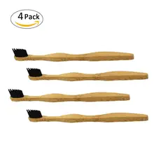 4 шт. Экологичная зубная щетка из натурального бамбука разлагаемая нейлоновая бамбуковая зубная щетка с волнистыми фигурные макияжные кисточки ручка