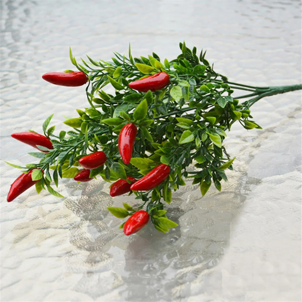 For New Year Home Decoration One Plastic Pepper Bunch Artificial Plants