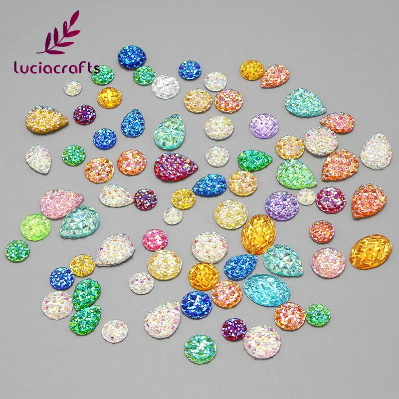 

100PCS 8-18mm Waterdrop Round Resin Flatback Crystal Rhinestones Sew-on Resins DIY Art Craft Accessories D1214