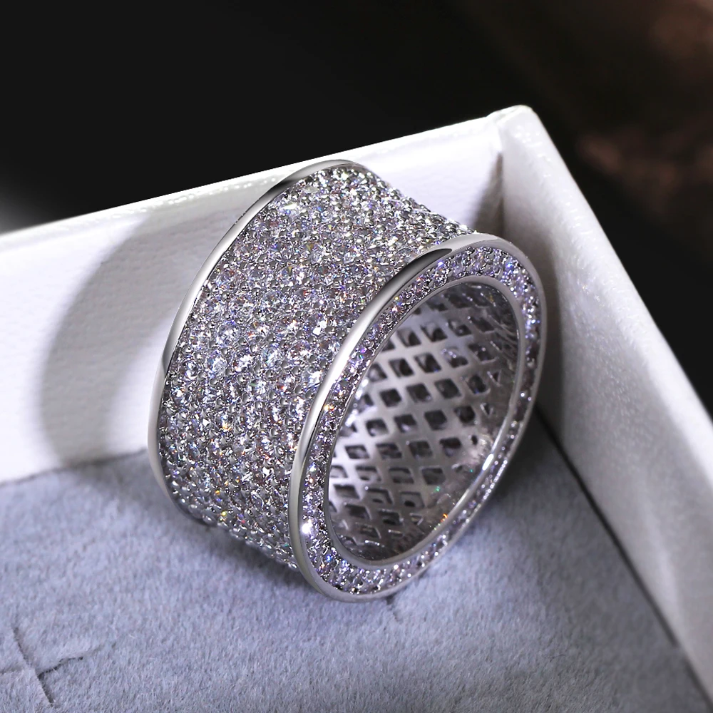 Роскошное ювелирное изделие, 925 пробы Серебряное кольцо с драгоценным камнем, блестящее кольцо на палец 320 шт, кольцо с искусственным бриллиантом для женщин и мужчин