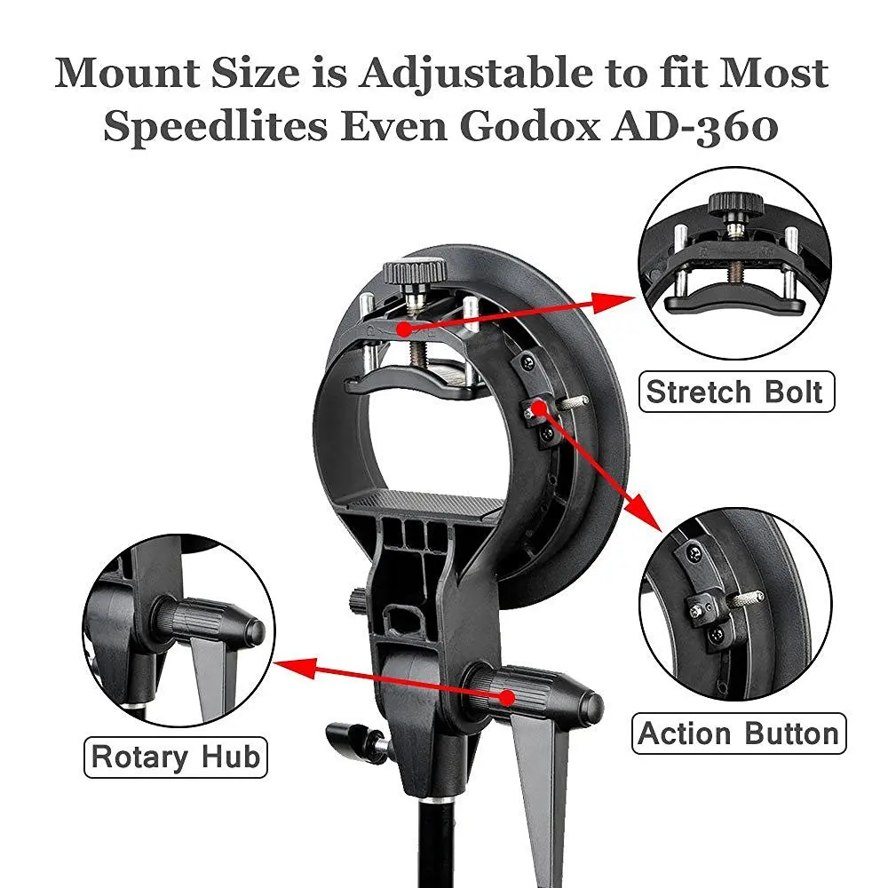 Fotoconic Godox s-типа кронштейн Bowens S держатель для вспышки Speedlite AD-200 AD-360 Snoot софтбокс красота блюдо соты