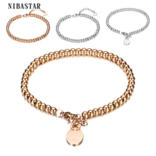 Модный женский браслет, ювелирное изделие, розовое золото, нержавеющая сталь, 5 мм, бусины, браслеты, ювелирные изделия