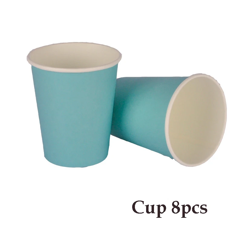 8pcs Solid Color Disposable Paper Cups Juice Cup Baby Shower Kids Birthday Wedding Picnic Party Tableware DIY Decoration Supply - Цвет: 8pcs blue