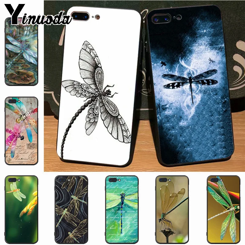 Красивый чехол Yinuoda со стрекозой популярный для Apple iPhone 8 7 6 6S Plus X 5S 11pro SE 12pro max