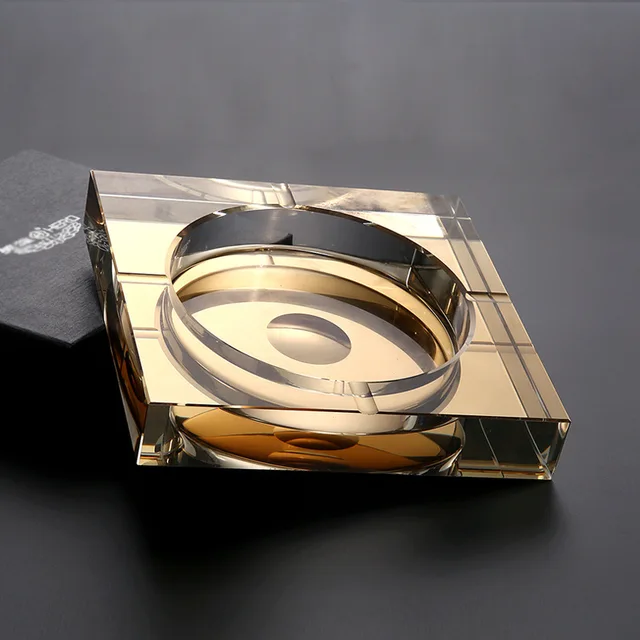 Luxury Crystal Glass Ashtray Elegant, Square Ashtray in 3 Sizes & 4