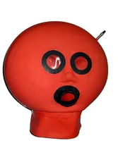 Latex hood/mask, inflation, inflatable by air tap, like ball