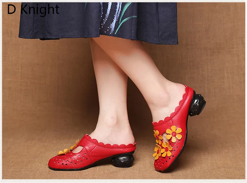 2018 New Summer Vintage High Platform Sandals Women Genuine Leather Slippers Retro Flower Strange Heels Slides Lady Sandal Shoes (17)