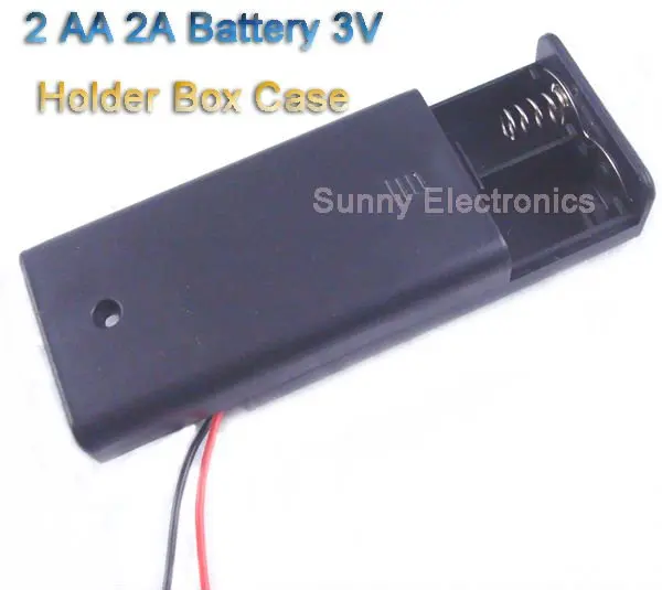 

10 pcs New 2 AA 2A Battery 3V Holder Box Case with ON/OFF Switch Black Free Shipping