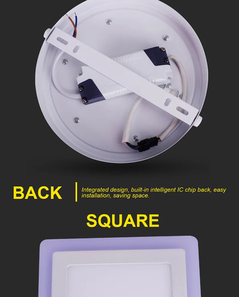 3W 6W 12W 18W Double Color White Blue Led Lights Round Panel Light Square Led Down light Ceiling Light SMD 2835 (4)