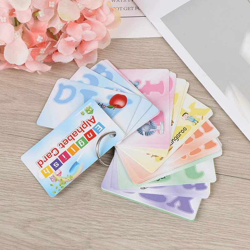 

26 Letter English Flash Card Handwritten Montessori Early Development Learning Educational Toy For Children Kid Gift With Buckle