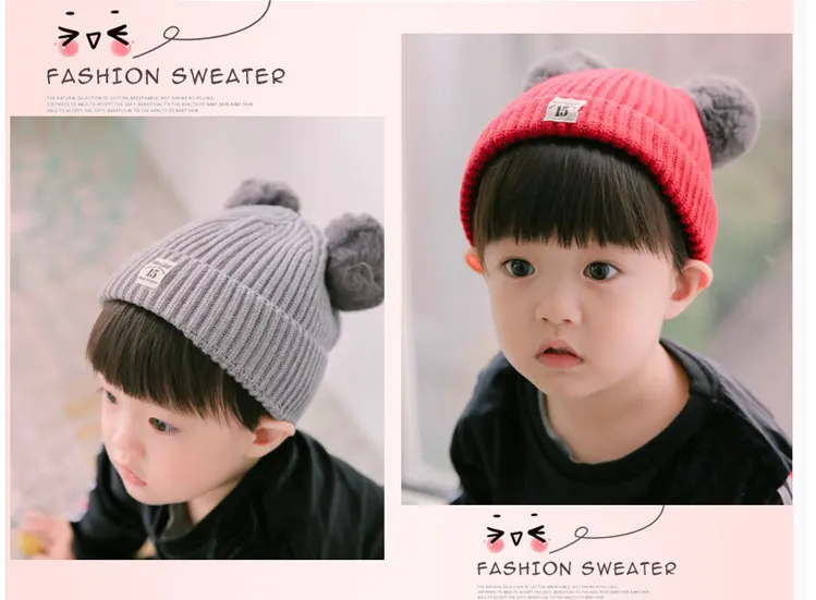 hats for girls winter hats for girls boys caps children cap kids hat knitted ear cap cat hat fleece hat two ears pom pom hat  (11)